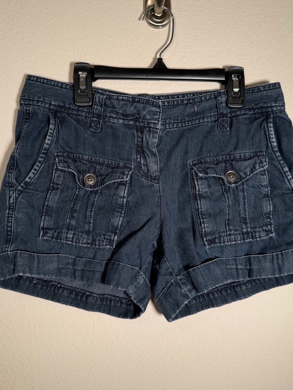 LOFT Dark Blue Jean Cargo Shorts - Picture 3 of 10